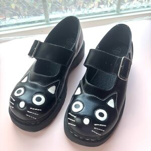 TUK Black Kitty Cat Mary Jane Shoes, Women’s size 7